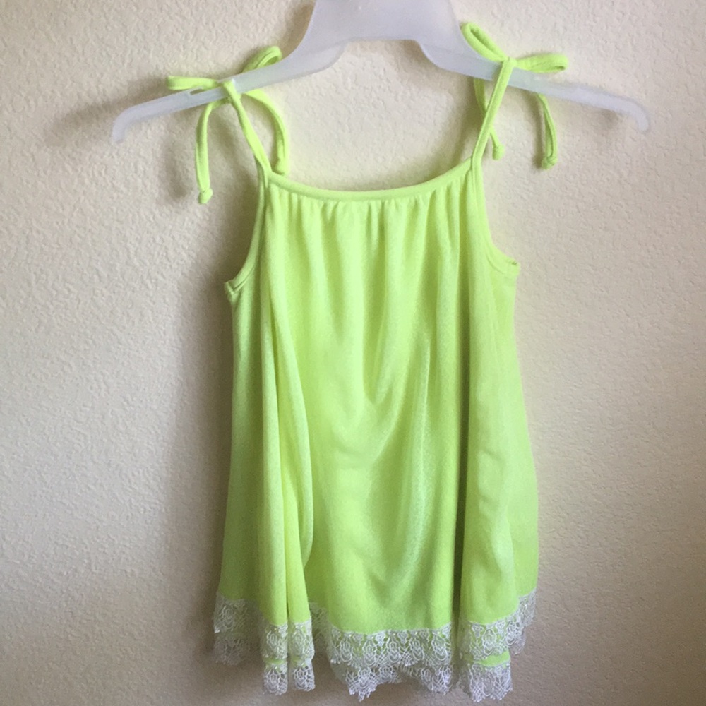 Neon yellow swimsuit cover counting daisies frills